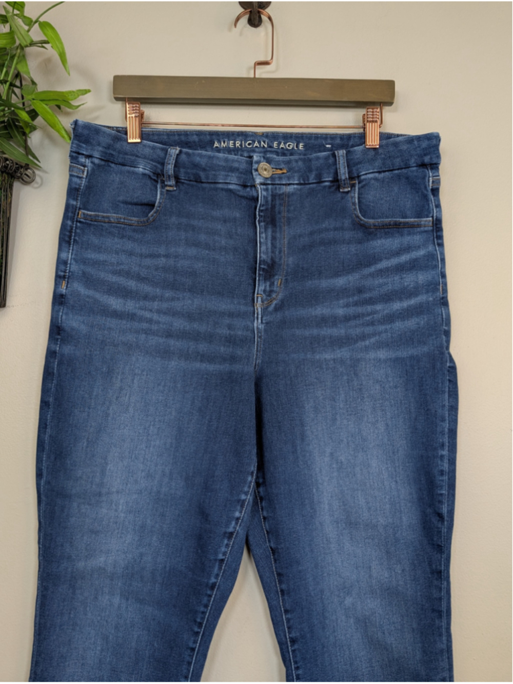 American Eagle 18 Curvy Hi Rise Skinny Jegging Jeans Next Level Stretch Dark - Picture 4 of 12